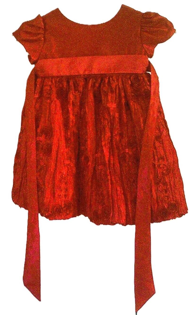 Cinderella Red Dress for Girls Ribbon Embroidered Crinkle Skirt Size 24 Months